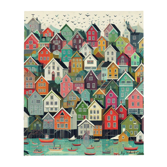 Seaside Houses Throw Blanket